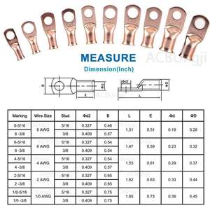 Bornes de connexion en cuivre pour ingénierie chimique, connecteurs à sertir 8Awg, style européen en cuivre pur pour câblage électrique - Product Image 4