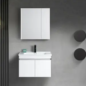 Wandhängende weiße Waschtischplatte mit LED-Spiegel Waschbecken Waschtisch für Hotel-Badezimmer