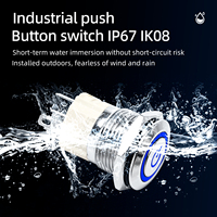 Bouton poussoir métallique HS 16 mm, étanche IP67, IK08, tête plate, indicateur LED, acier inoxydable, momentané ou à enclenchement, 12-24V, 1NO, à vis