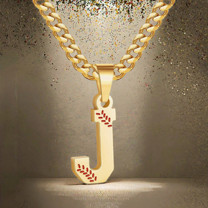 Collar con Colgante de Letra Inicial de Béisbol Chapado en Oro, Cadena Cubana de Acero Inoxidable para Hombre, Regalo para Fiesta - Product Image 3