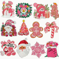 Patchs brodés personnalisés de Noël à thermocoller, appliques brodées en gros pour vêtements, chapeaux et sacs