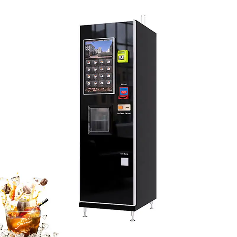 Coin-Operated Iced Coffee Vending Machine for Refreshing Beverages and Snacks