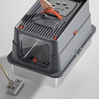 Bac à litière pour chat rectangulaire en acier inoxydable OEM, 100L, sans odeur et facile à nettoyer, avec couvercle amovible en PP pour le nettoyage des animaux de compagnie