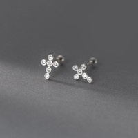 Zierliche 925 Sterling Silber Blumencluster Ohrstecker 925 Silber Blumen-Zirkon Ohrstecker