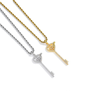 Ayumi Hamasaki Inspired AYU Logo Key Necklace Full Diamond Design Unisex Hip Hop Style Trendy Jewelry - Product Image 4