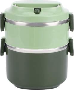 Boîte à lunch isotherme portable en acier inoxydable personnalisée, double compartiment, anti-fuite, avec bol à soupe et couverts, conteneur alimentaire Bento – Vente en gros - Product Image 1