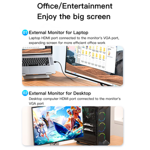 SAMZHE Câble HDMI vers VGA, convertisseur vidéo HD, adaptateur de diffusion d'écran, connecteur HDMI pour ordinateur portable, projecteur, moniteur <span class=keywords><strong>TV</strong></span>, câble vidéo - Product Image 5