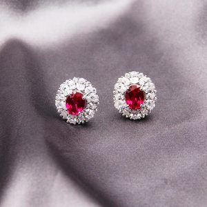 Phòng thí nghiệm phát triển <span class=keywords><strong>Ruby</strong></span> Bông tai 1.5 CT 925 sterling Silver Jewelry 6x8 mét oval cut Red tạo ra <span class=keywords><strong>Ruby</strong></span> cho phụ nữ - Product Image 2