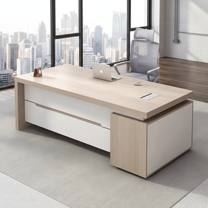 Postazione di Lavoro Direzionale di Lusso a Forma di L con Superficie Curva, Cassetti di Grande Capacità, Mobile Laterale in Legno/<span class=keywords><strong>MFC</strong></span> per Manager e Ufficio - Product Image 2