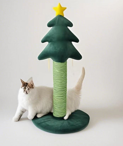 Griffoir pour <span class=keywords><strong>chat</strong></span> en forme de sapin de Noël moderne, <span class=keywords><strong>150</strong></span> <span class=keywords><strong>cm</strong></span>, 4 niveaux, sisal naturel écologique, utilisation en intérieur - Product Image 1