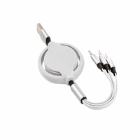 Câble de charge rapide rétractable 3-en-1 en PVC avec logo personnalisé, multi-connecteurs universels pour imprimante et smartphone iOS – Cadeaux en gros