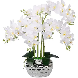Atacado branco orquídeas artificiais festa decoração 64 cm alta qualidade orquídea artificial flores