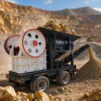 Concasseur à mâchoires mobile série PE sur pneus avec moteur diesel et moteur AC, pour le concassage de minerai d'or et de roche en exploitation minière en ciel ouvert