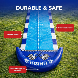 Blue Race Car Style Water Slide with Safety Landing Zone and 2 <b>Boogie</b> <b>Boards</b> for Kids Backyard Racing - Product Image 6