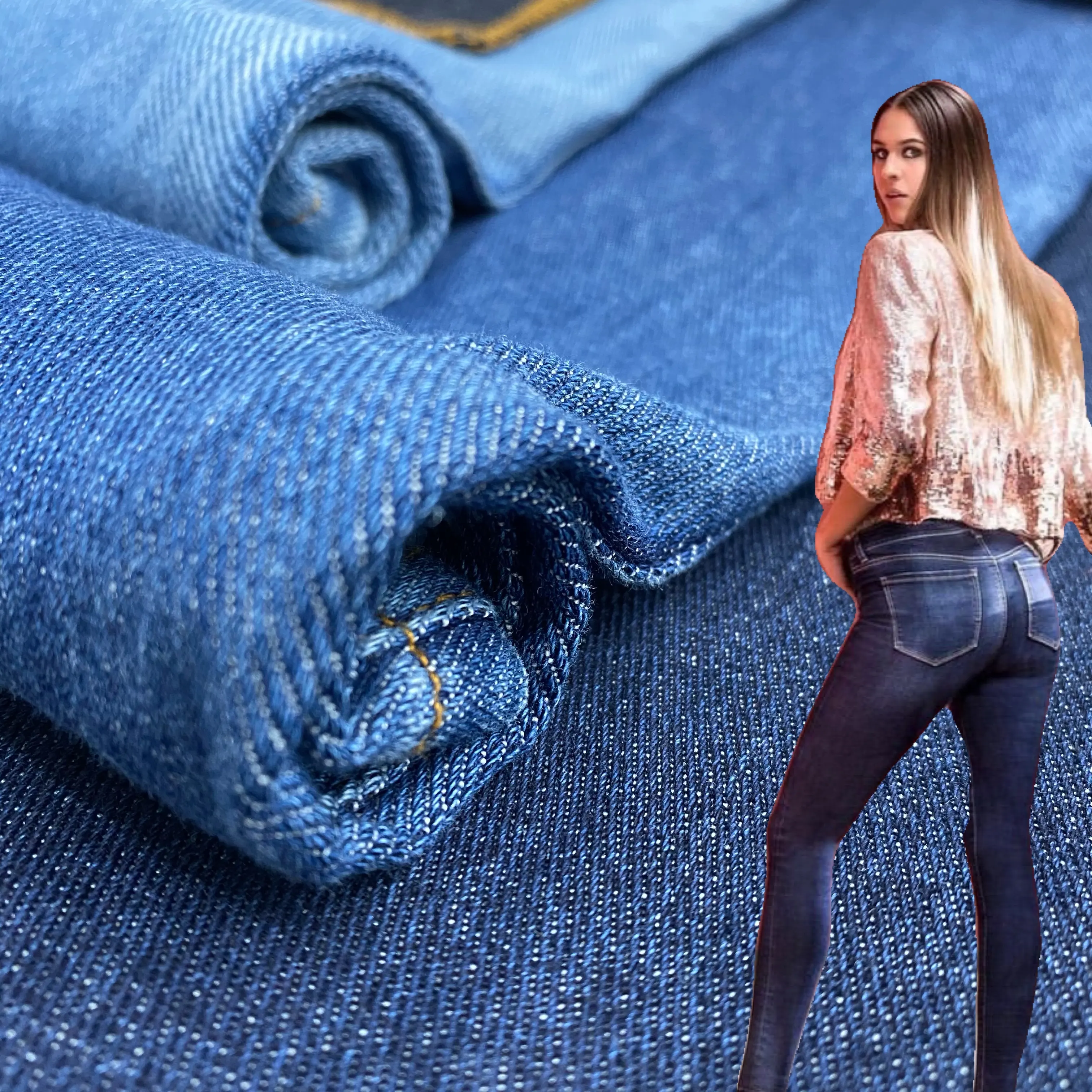 New fuji tex Factory TOP quality female stretch denim 4oz-14oz wholesale good price stretchy jeans fabric