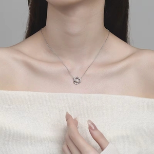 Collier pendentif pour femme en argent pur 925 avec perle d'eau douce et zircone, motif camélia montagne - Product Image 3