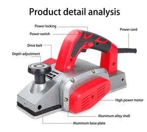 Raboteuse électrique professionnelle pour le bois avec coque en alliage d'<span class=keywords><strong>aluminium</strong></span> et contrôle de profondeur réglable pour une finition lisse du bois - Product Image 2