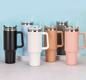 40 Oz 1200ml Stainless Steel Vacuum Insulated Eco-Friendly Tumbler Handle Lid <b>Straw</b> 6-12 Hours Thermal Performance for Water - Product Image 4