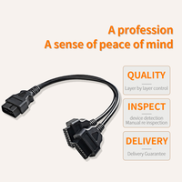 Kustom OEM OBD2 16Pin kabel Splitter perempuan ganda pria ekstensi diagnostik mobil 1-untuk-2 y-dengan untuk BMW/mercedes-benz/Audi/Ford