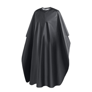 Cape de coiffure et de maquillage noire imperméable 100 % polyester avec logo personnalisé et taille ajustable - Product Image 1
