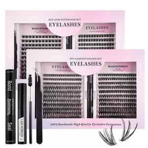 Extensions de cils naturels longs en faux vison mat, à faire soi-même, avec design segmenté en bouquets individuels, sans cruauté, emballage personnalisé avec logo - Product Image 6