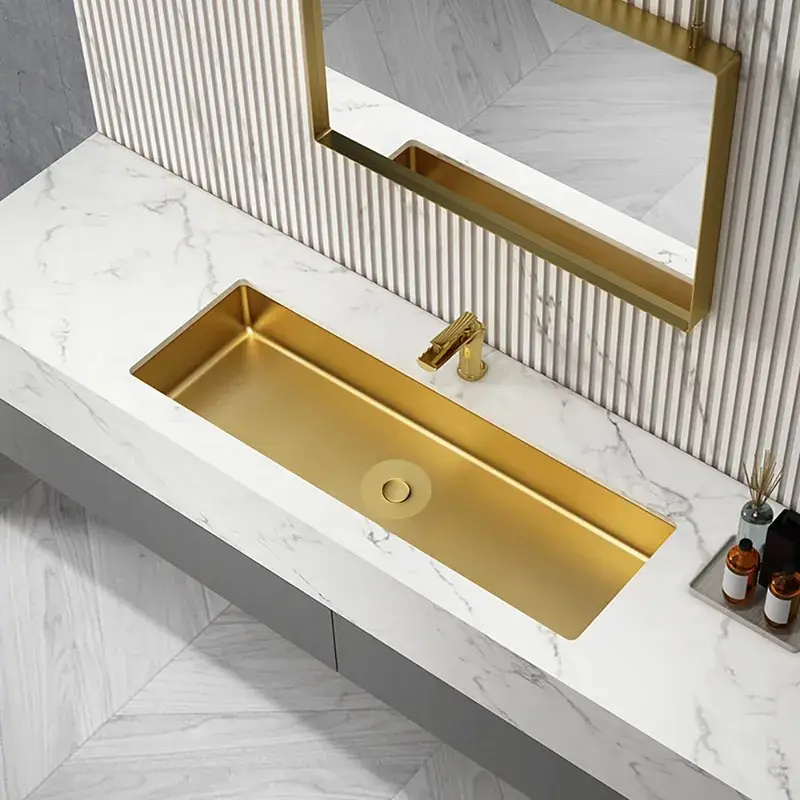 Fashionable stainless steel undermount rectangular bathroom sink toilets and square gold sinks bathroom products