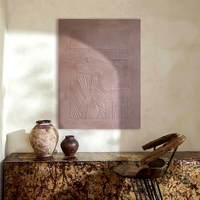 Peinture à l'huile abstraite géométrique 3D à lignes verticales, en plâtre, à impasto épais, 4 couleurs, style Wabi Sabi, Art déco minimaliste, Art mural