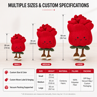 Vente en gros usine : Adorable poupée fleur en velours côtelé doux, rose rouge, jouet en peluche parfait pour cadeaux d'enfants, décoration intérieure ou fête des Mères
