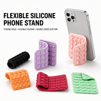 Support de téléphone à ventouse en silicone double face, pliable et flexible, antidérapant, pour surface lisse, mains libres