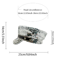 En stock Chapeau de capitaine de luxe unisexe avec écusson étoile en paillettes argentées et strass, idéal pour le festival Burning Man, la plage, les activités de plein air et les fêtes
