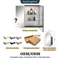 Armoire de salle de bain moderne à LED avec miroir mural, port de charge USB, miroir LED avec fonction anti-buée et rangement pour projets hôteliers