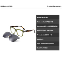 Gafas de Sol Polarizadas con Clip al por Mayor Fabricadas en China, Monturas de Acetato de Lujo de Diseñador, Monturas Ópticas Magnéticas con Clip para Gafas