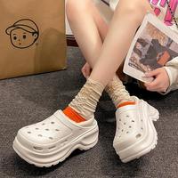 Femmes 2024 été Cool Baotou plage sabots Mules Double semelle surélevée plate-forme épaisse confortable trou diapositives portant des chaussures EVA