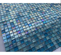 Ubin Mosaik Kaca Jade Iridescent Biru Langit Transparan Modern untuk Kolam Renang