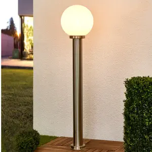 Lampada da giardino moderna in acciaio inossidabile con lampada a globo in vetro per prati