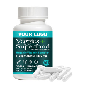 Capsules Super Veggies, complément alimentaire quotidien à base de superaliments, avec extrait de feuille de <span class=keywords><strong>bambou</strong></span>, racine de betterave, arjuna biologique, poudre de gingembre - Product Image 1