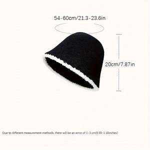 Nouveau Chapeau Bob en Peluche Tricoté Noir pour Femme, Style Mode Automne Hiver, Doux et Léger, Chapeau de Pêcheur, Chapeau Bassin - Product Image 5