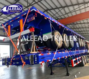 ALEEAO二手2 3 4轴60吨80吨平板半卡车拖车平板拖车集装箱锁拖车待售