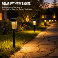 Lampes solaires de jardin du crépuscule à l'aube, étanches, LED 3000K, carrées cannelées, pour l'aménagement paysager extérieur