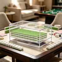 Boîte de rangement en acrylique transparente personnalisée pour les tuiles et cartes de mahjong américain, étui de présentation transparent pour accessoires de jeu