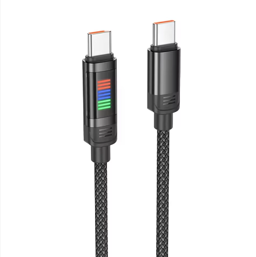 USB Type C to Type C 240W Fast Charging Cable with LED Power Display, Braided PD Fast Charging Data Cable with E Mark