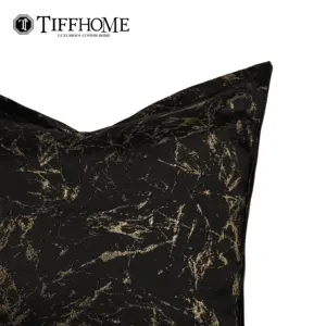 Tiff Home Wholesale New Trend 45*45cm Removable Cover Light Luxury Black Gold Textured Cushion Cover