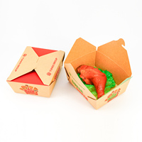 Boîte alimentaire pliable en papier kraft avec couvercle intégré, conteneur jetable pour salades, riz, pâtes, restauration et traiteur