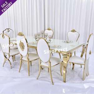 Sino Perfect Hotel Furniture Gold Rectangle Wedding White Stainless Steel <b>Tables</b> for Events Wedding Party - Product Image 1
