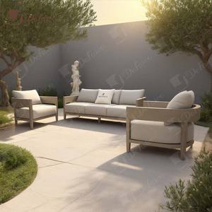 <span class=keywords><strong>Causeuse</strong></span> d'extérieur deux places de style moderne Mobilier de patio en aluminium coulé avec canapé en tissu imperméable Ensemble pour cour intérieure - Product Image 2