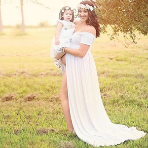 Robe de maternité pour séance photo, nouvelle arrivée, été, respirante, robe de <span class=keywords><strong>grossesse</strong></span> tendance, robe à épaules dénudées, vêtements de <span class=keywords><strong>grossesse</strong></span> - Product Image 1