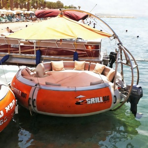 Bateau à pédales électrique en HDPE pour location, moteur Yamaha à essence, barbecue, bateau flottant rond avec lit rembourré pour complexe hôtelier - Product Image 1