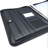 Porte-documents en cuir PU personnalisé OEM&ODM avec poignée, anneaux métalliques, fermeture éclair et origine Chine