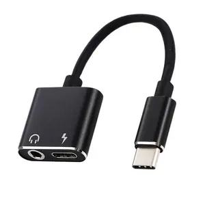 Adaptador de fone de ouvido 2 em 1, adaptador de entrada de fone de ouvido de 3.5mm com usb-c para huawei/samsung/xiaomi