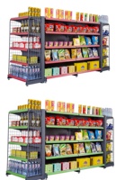 Étagère de présentation de supermarché économique, robuste, double face, en métal